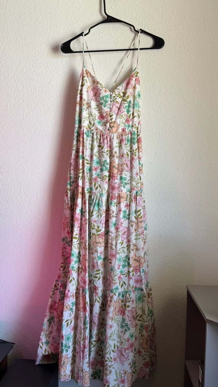 Harni Anthropologie  Floral Tiered Maxi Dress Size S Fairycore Cottagecore